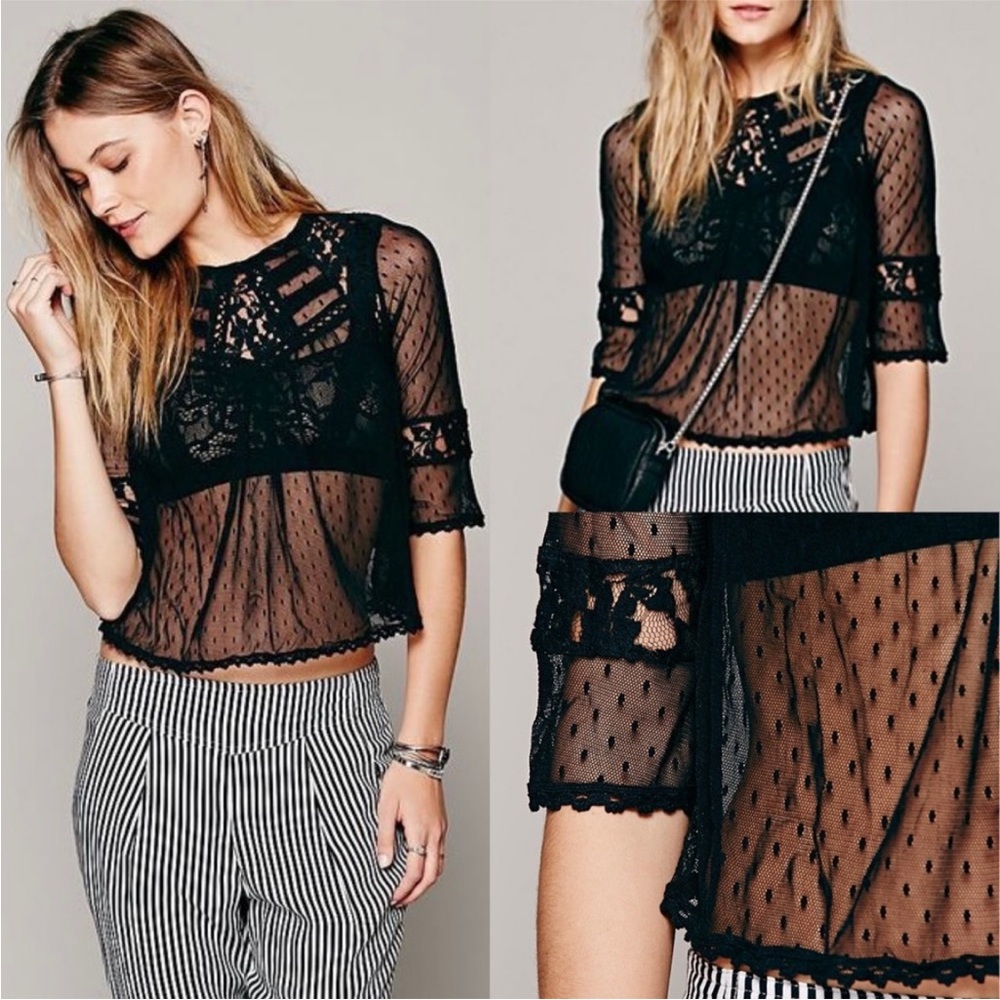 Free People Modern Romance lace crop top